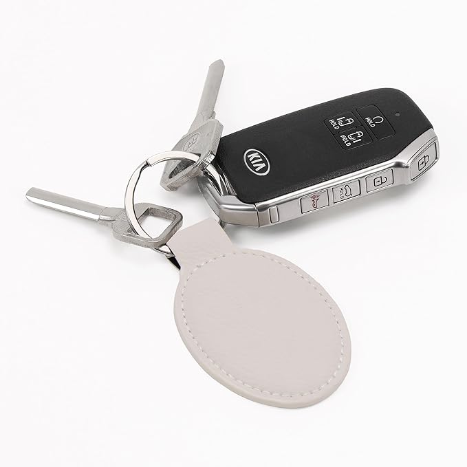 LaserGram Oval Keychain, Off Road Racer, Personalized Engraving Included (White with Silver)