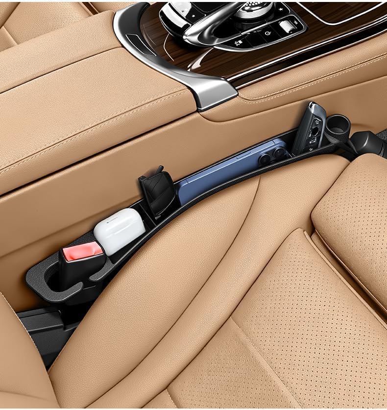 2PCS Car Seat Gap Filler, Universal Fit Automotive Seat Organizer ，Black