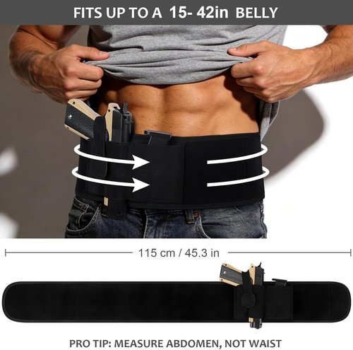 Accmor Belly Band Holster - Universal Concealed Carry Waistband Gun Holster for Men & Women | Neoprene, Right/Left Handed, Fits 9mm & Subcompact Pistols
