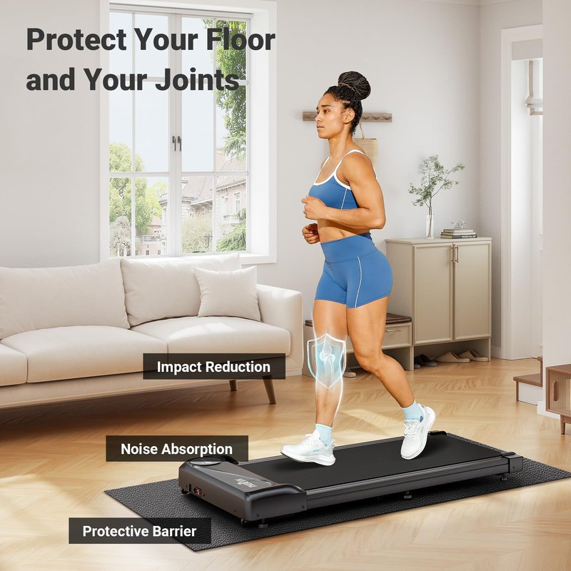 THERUN Home Gym Treadmill Exercise Bike Mat Non-Slip, Workout Mat Thick, Heavy-Duty Floor Mat for Fitness and Yoga, Medium