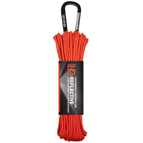 GEAR AID 175 Paracord, Lightweight Visible Guyline for Securing Tarps and Tents, or use as a Clotheslines for Camping, Hiking and Traveling, 100 ft, Orange Reflective