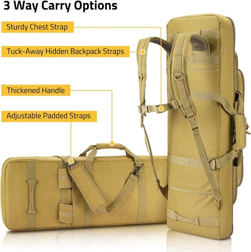 CVLIFE Soft Rifle Case - Triple Layered Double Gun Bag with Lockable Zipper & Backpack Strap | 36"-46" Size