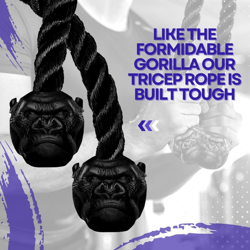 Trained Tricep Rope Pull Down Cable Gorilla Gripz, 27 Inch Rope Length, Easy to Grip & Non-Slip Cable Attachment for Gym Workout Exercise
