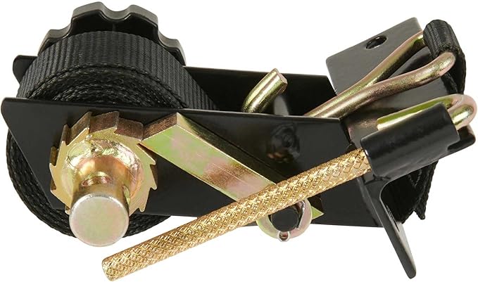 Mytee Products 1-1/2" x 7' Black Ladder Rack Ratchet Straps with J-Hook (2 Pair) - 500 lbs Square Tube Mount - Retractable Ratchet Tie Down Strap for Roof Rack