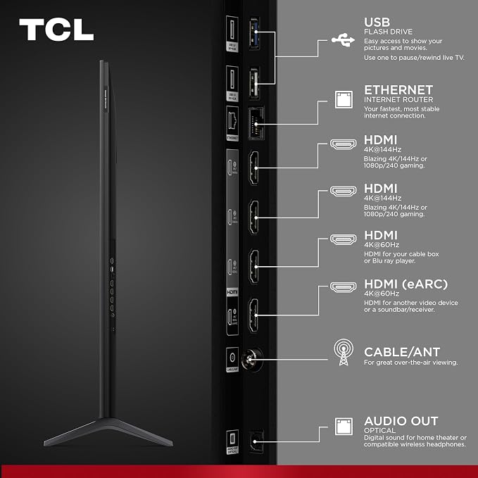 TCL 55 Inch Class QM6K Series | Mini LED QLED 4K HDR | 55QM6K, Latest Model | 120HZ-144HZ High Brightness Smart Google TV Dolby Atmos Onkyo Audio | Voice Remote Alexa Gaming Streaming Television