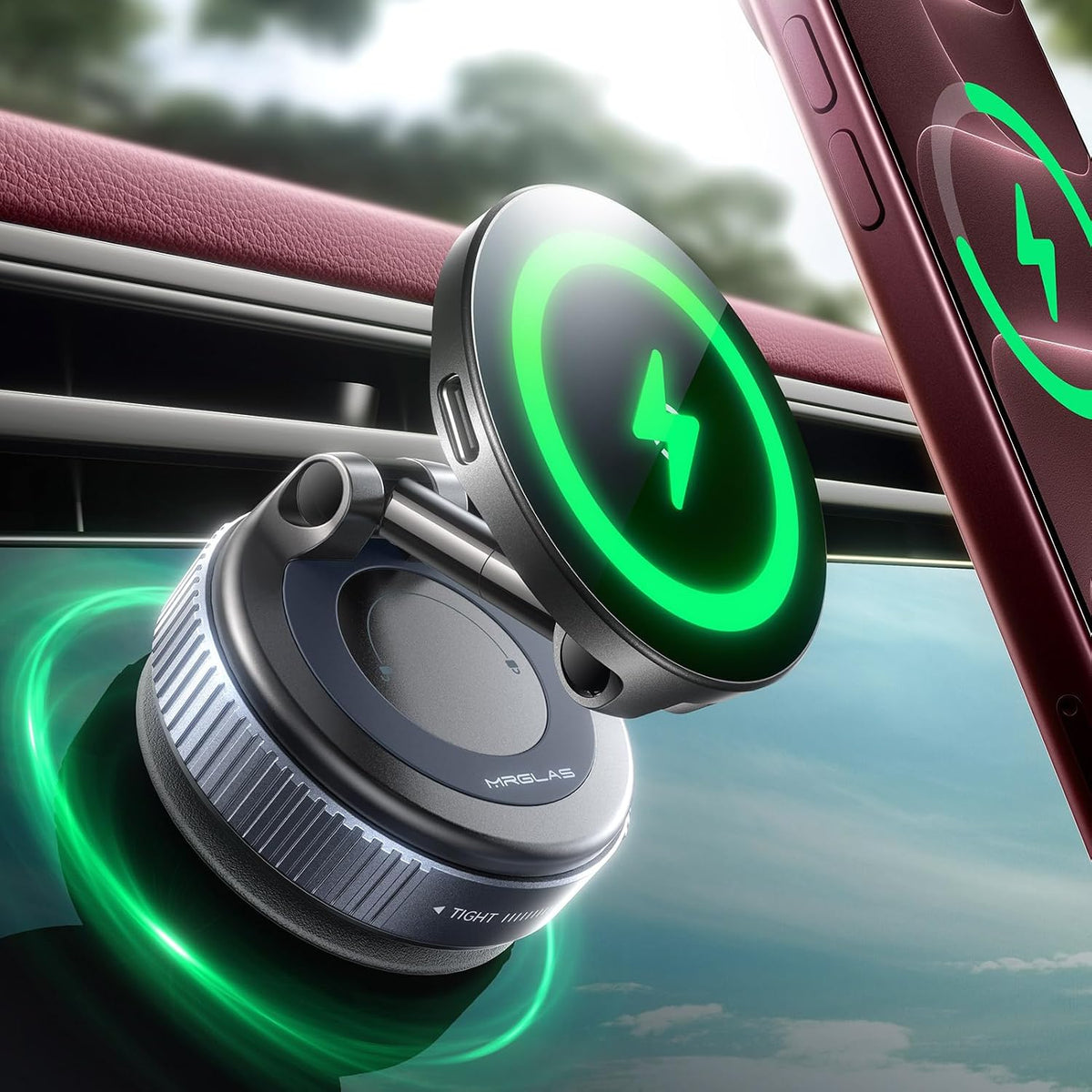 【Upgraded】for 15W MagSafe Car Mount Phone Charger w/ 3.3' USB-C Cable
