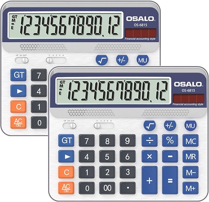 Desktop Calculator Extra Large 5-Inch LCD Display 12-Digit Big Number