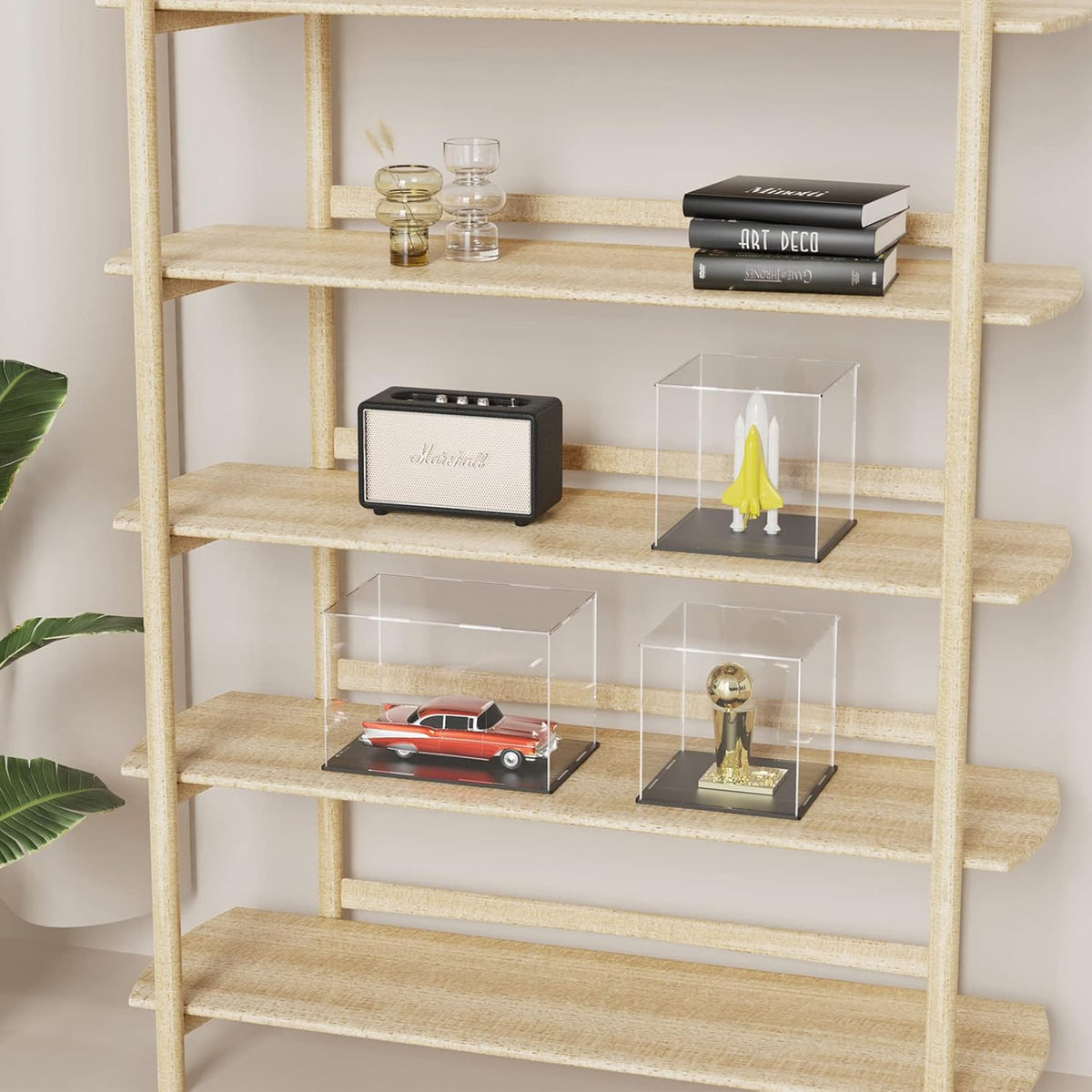 Skiennix Acrylic Display Case - Tall Dustproof Showcase with Matte Black Base | 8x8x12 Inch for Collectibles
