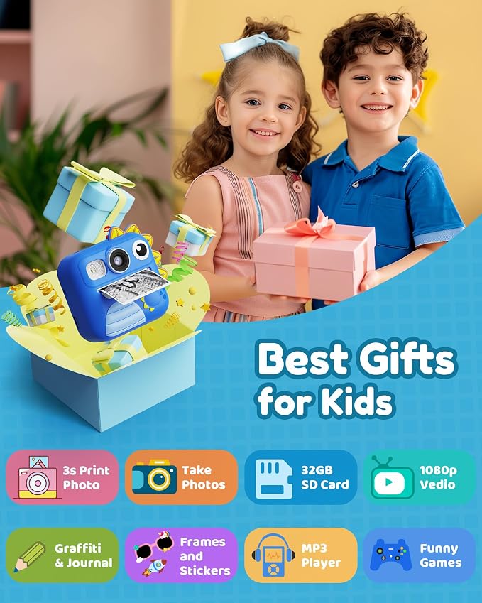 KOKODI Kids Camera Instant Print, Toddler Cameras Christmas Birthday Gifts