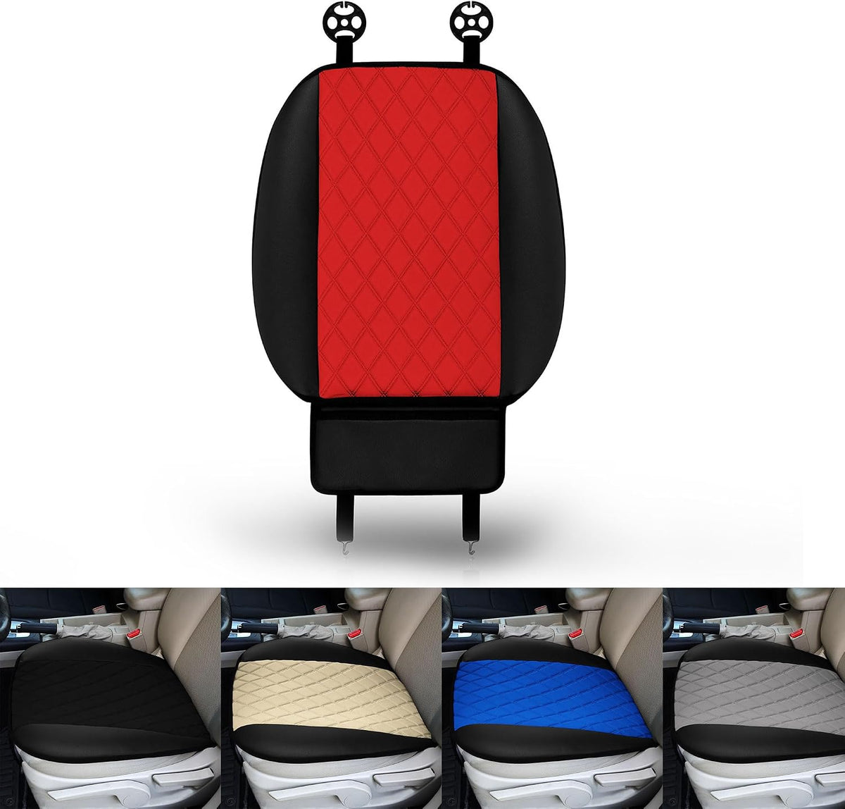 FH Group Car Seat Cover Cushion - 2 Pack Seat Covers for Cars Trucks SUV, Faux Leather Car Seat Cushions, Waterproof Car Seat Cover Cushion, Universal Fit Car Seat protector Front Set Beige