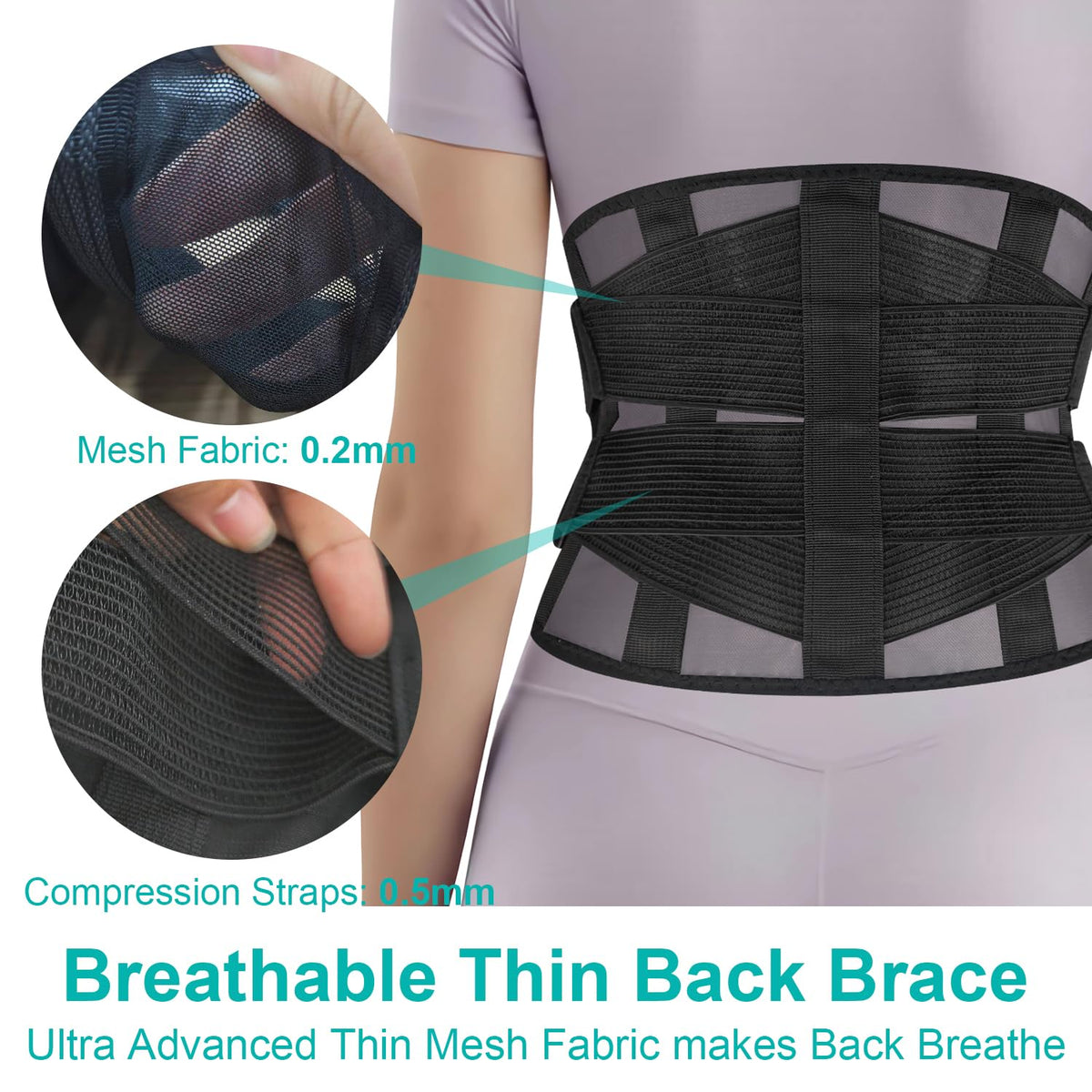 Ultra Thin Lumbar Support Brace - Lightweight Back Pain Relief Belt for Men & Women | Breathable Mesh Design