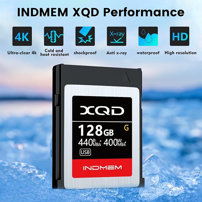 INDMEM XQD 128GB Memory Cards, 5X Tough MLC XQD Flash Memory Cards High Speed G