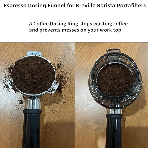 54mm Espresso Dosing Funnel and Puck Screen Set for Breville Barista Portafilters, Compatible Breville 8series Barista and Bambino Espresso Machines Dosing Funnel, Grey