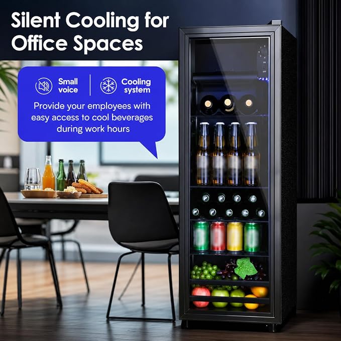 Anypro Beverage Refrigerator Cooler 4.5 Cu.Ft, Mini Fridge with Freeze with Glass Door for Soda Beer or Wine, Small Drink Dispenser Machine for Home Office Bar, 7 Temperatures, Adjustable Shelves