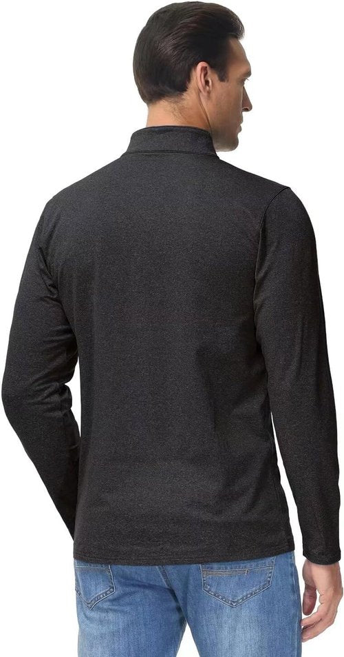 Boladeci Men's Quarter Zip Pullover - Premium Fleece Lined Long Sleeve Golf Shirt | Midweight Heather Design