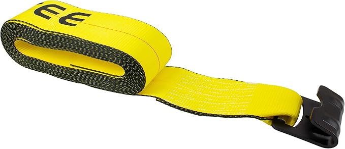 Mytee Products 4" x 30' Ratchet Tie Down Straps w/Flat Hook Extreme, 6,670 Lbs WLL Tie Down for Flatbed Truck Trailer (1 - Pack) Yellow