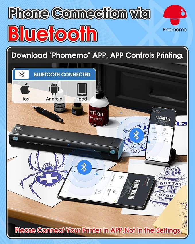 Phomemo Tattoo Stencil Printer, M08F Wireless Thermal Tattoo Printer