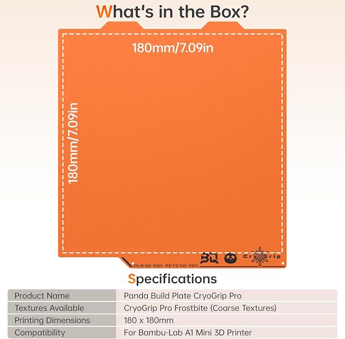 BIQU Cryogrip Pro Frostbite Matte Orange Cold Build Plate
