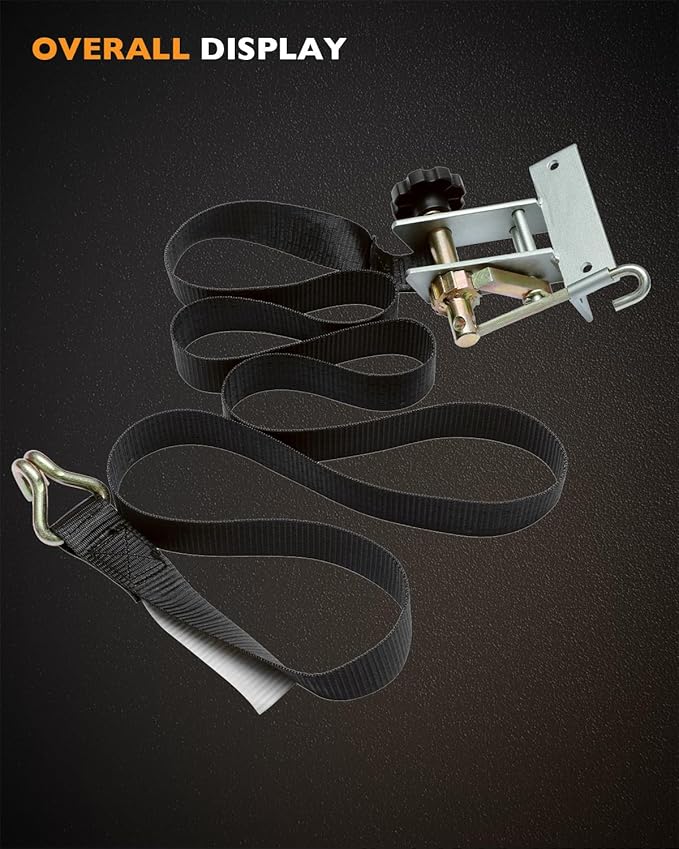 Pipe Rack Ratchet Straps, W/J-Hook (2PCS), 1.4" Silver Square Tube Mount, 1.5" Wide x 7.5' Long, Black Ladder Rack Ratchet Straps, 500 lbs Load Heavy Duty, Truck/Roof Rack Straps, Lumber Rack Strap