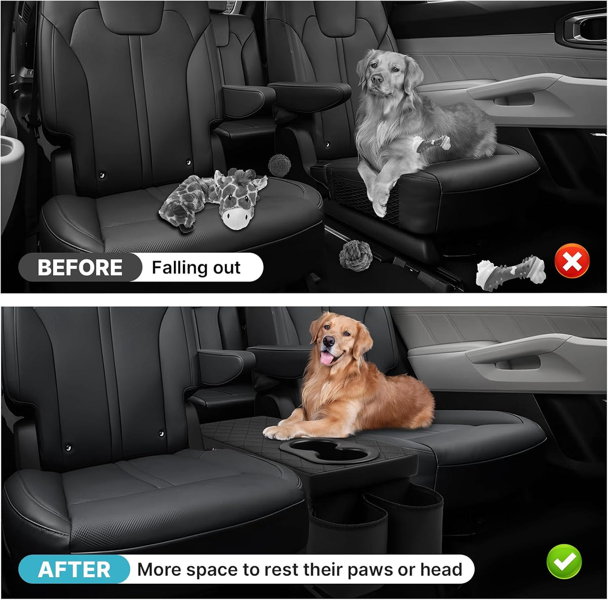 Mixsuper Liner Car Seat Organizer for Kia Sorento 2021-2026, Console Organizer Backseat Box with Cup Holders for Kia Sorento, Kids Toys Baby Supplies Dog Toy Box Storage Bin Travel Accessories
