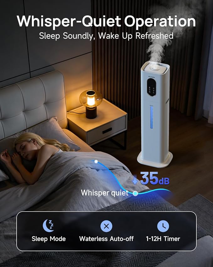 2.1Gal/8L Warm & Cool Mist Humidifiers for Bedroom 500 sq ft, AILINKE Top-Fill Humidifier Large Room with Essential Oil Diffuser, Large Room Humidifiers for Home Baby Nursery Office Plants, White