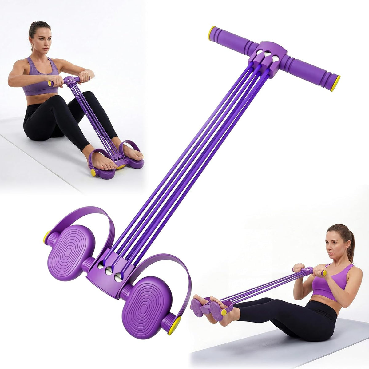 Pedal Resistance Bands - Adjustable 6-Tube Heavy-Duty Rubber Bands for Full Body Workout | Home Fitness