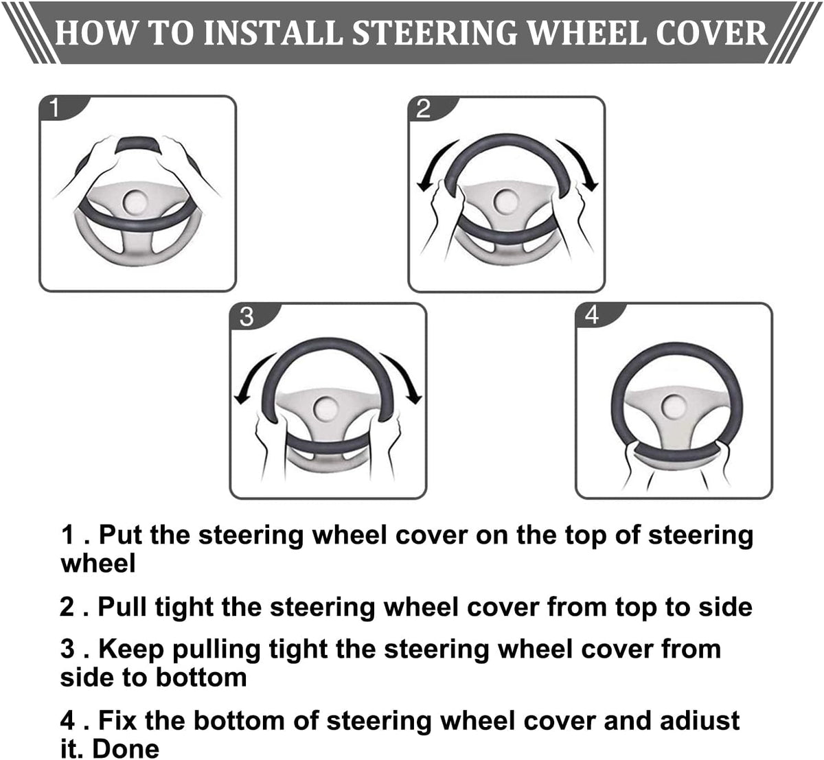 Evankin Lattice Leather Steering Checker Wheel Cover, Black and White