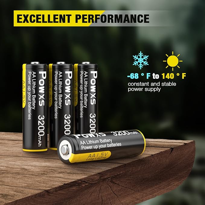 POWXS AA Lithium Batteries, Video Doorbell, Flashlight, Remote Control