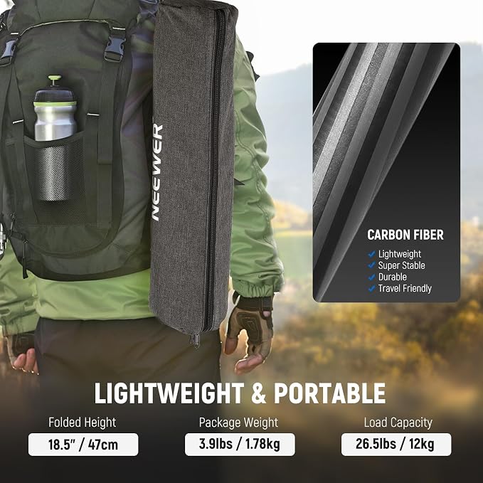 NEEWER 66"/168cm Carbon Fiber Tripod