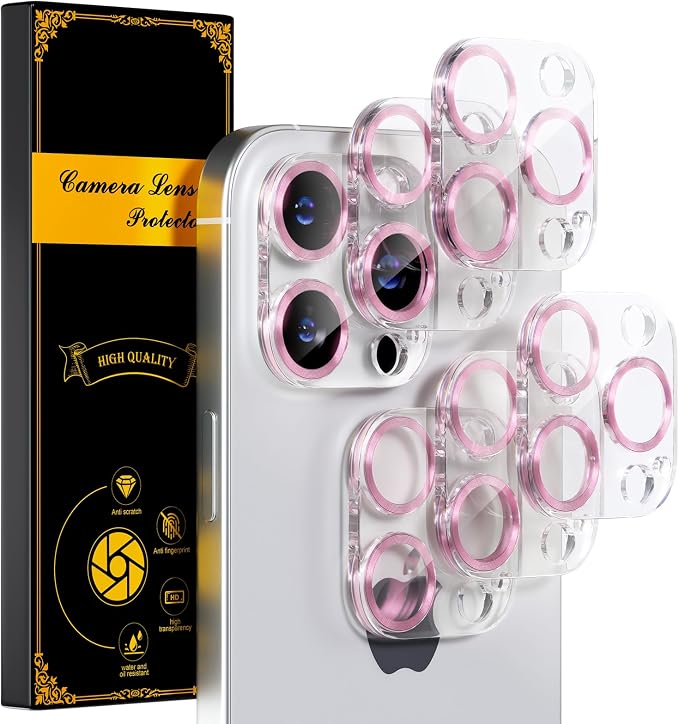 for 6 Pack iPhone 15 Pro/iPhone 15 Pro Max Camera Lens Protector 9H Tempered