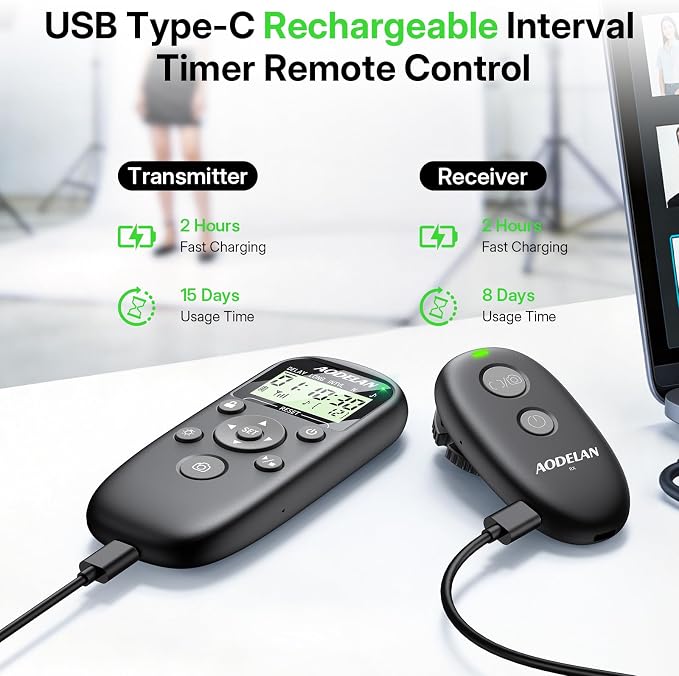 AODELAN Rechargeable Camera Timer Intervalometer Remote Control