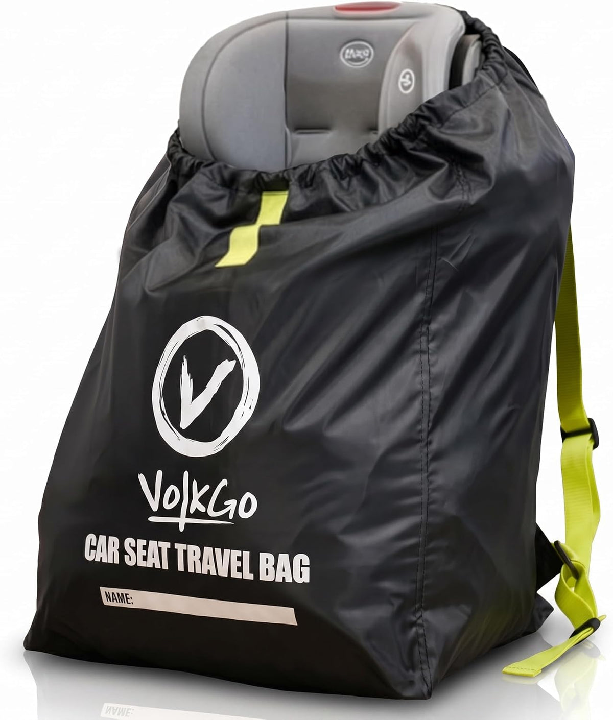 V VOLKGO Car Seat Travel Bag for Air Travel with Padded Backpack Straps - Large Bag for Airplane, Durable & Water-Resistant Protector with Pouch - Universal Size (Black)