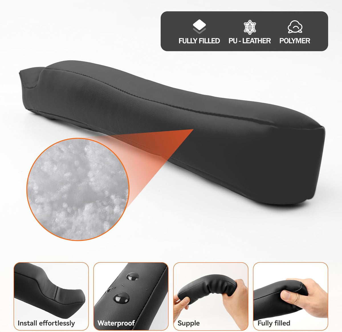 2PCS Leather Car Seat Gap Filler organizer,Gap plug box for car seat space,fill between gap strip,Fits gaps 3.5-6cm(1.4-2.4 in) wide(Beige)