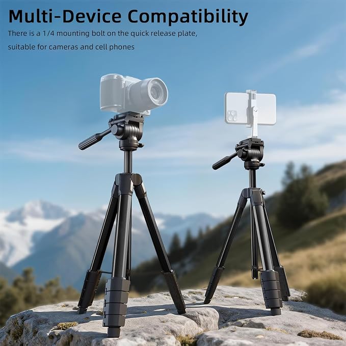 Camera Tripod, Travel Tripod for Camera Canon EOS Rebel Nikon, Compatible
