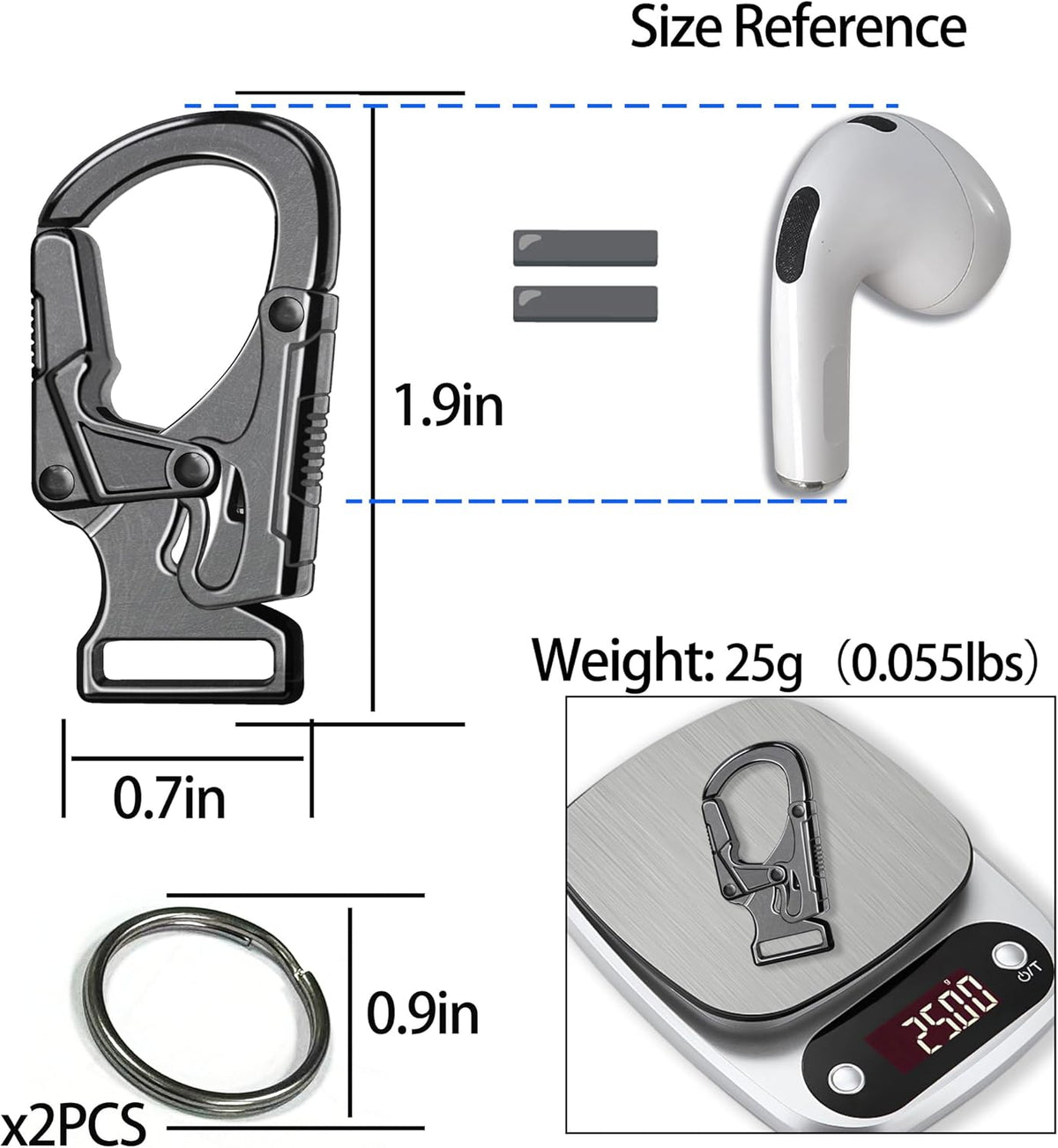 Ahiller Carabiner Clip, Dual Lock Keychain for Daily Use