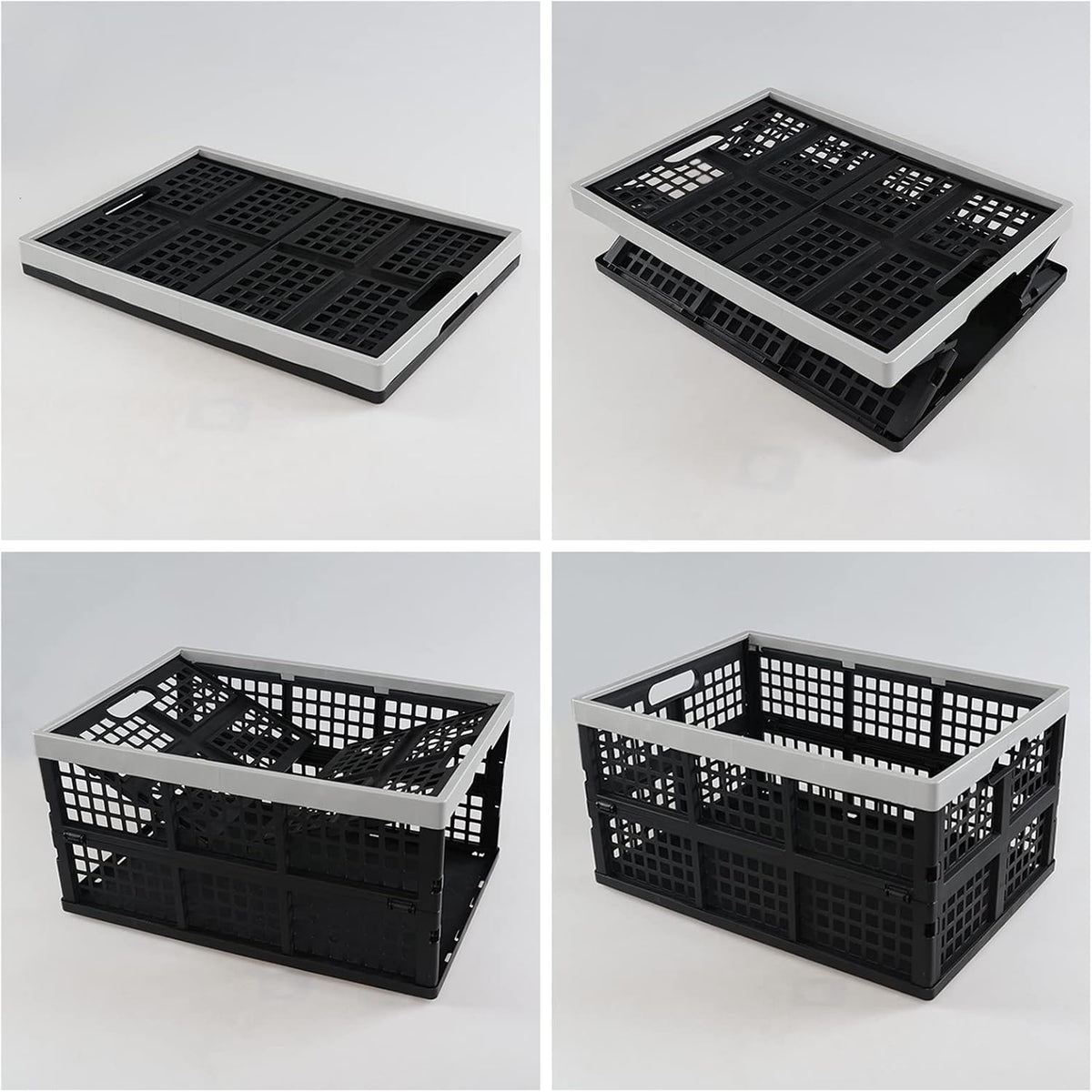 42 L Plastic Storage Collapsible Crate, 3-Pack
