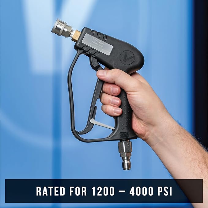 VIKING Premium Swivel Pressure Washer Gun, Short Handle with ¼” Quick Connect for a Gas or Electric Pressure Washer, Includes 3 Adapters and 2 Nozzles for Car Cleaning Kit