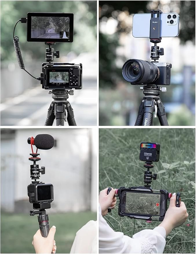 Mini Ball Head, ULANZI H28 Panoramic Tripod Head + Dual Hot Shoe Mount DSLR