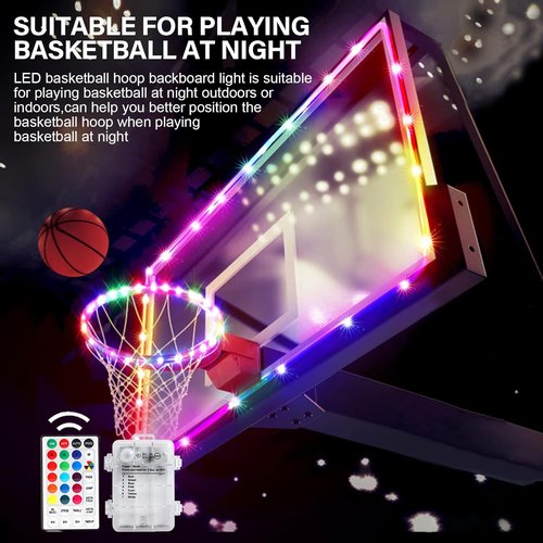 Green Bean LED Basketball Hoop Light - Remote Control Rim Light with 16 Colors & 7 Flashing Modes