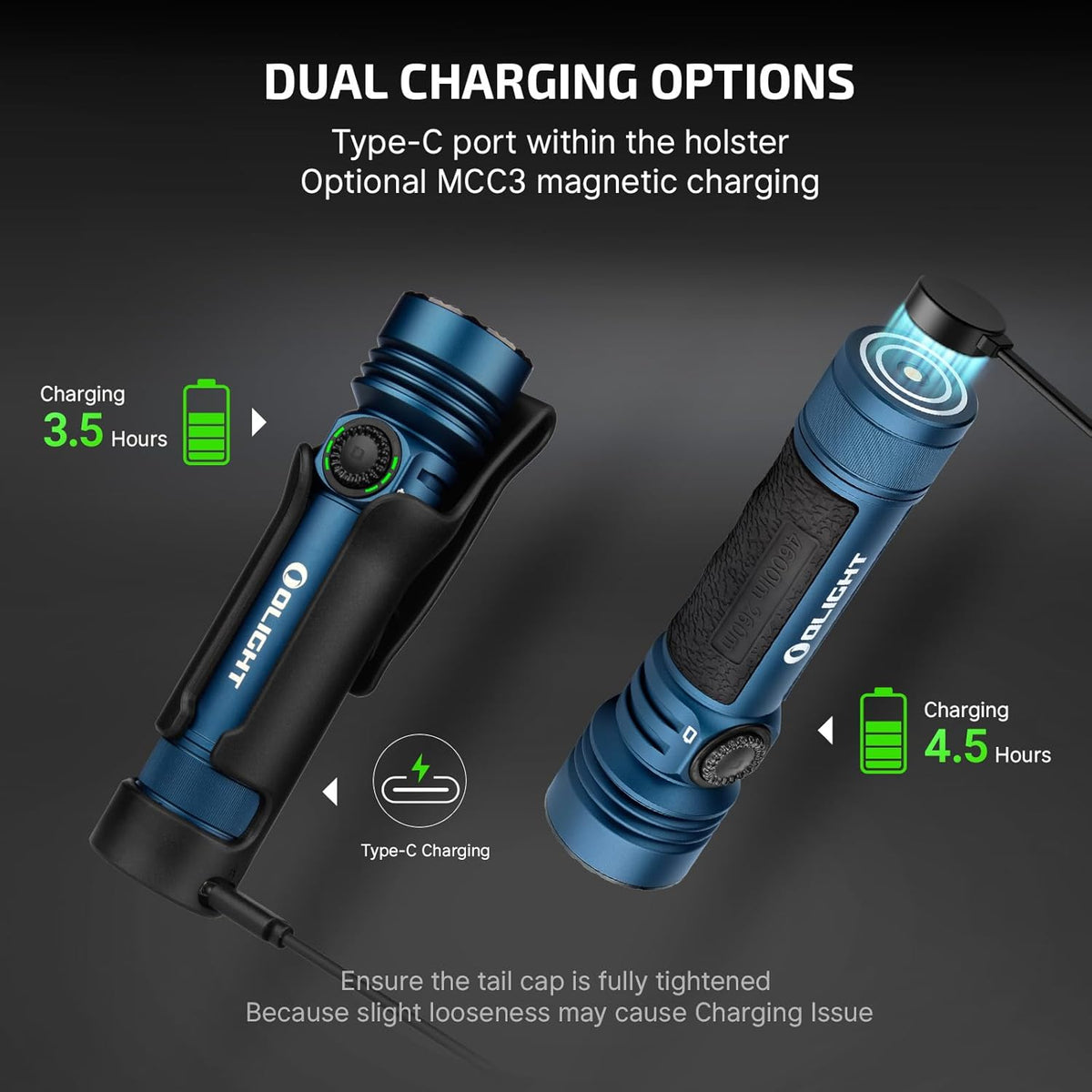 OLIGHT Seeker 4 Pro Rechargeable Flashlight - 4600 Lumens Bright Light | Waterproof IPX8 for Camping & Emergencies (Midnight Blue Cool White)