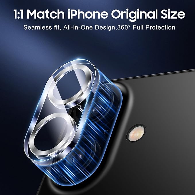 UniqueMe for 3 Pack iPhone 16 / iPhone 16 Plus/iPhone 17 Camera Lens Protector