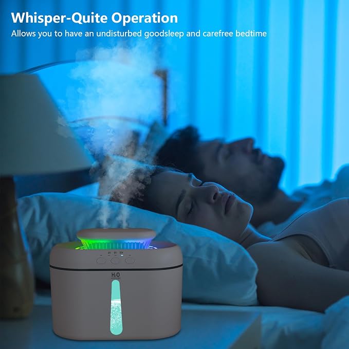 SZO Humidifiers for Bedroom Large Room, 2.5L Dual Nozzle Cool Mist Humidifier for Baby, 16dB Ultra Quiet, Top Fill, Slim Flat Design for Nightstand, Auto Shut-off