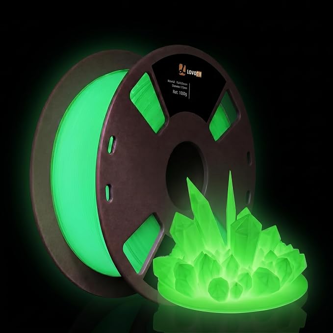 LOVOON 3D PLA Glow in The Dark Filament, Luminous Green Color Change PLA