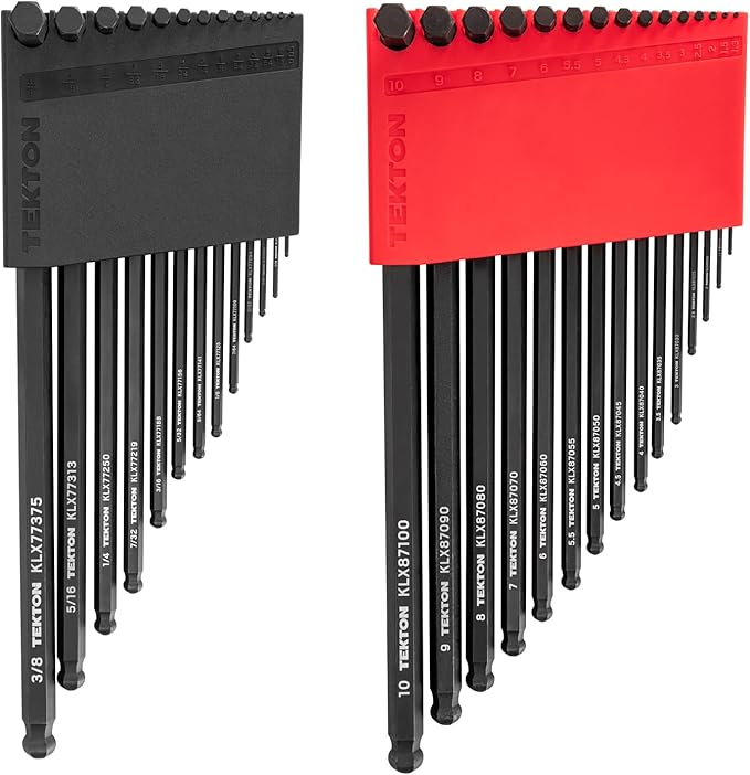 TEKTON Short Arm Ball End Hex L-Key Set with Holders, 28-Piece (0.050-3/8 in., 1.3-10 mm) | KLX91312