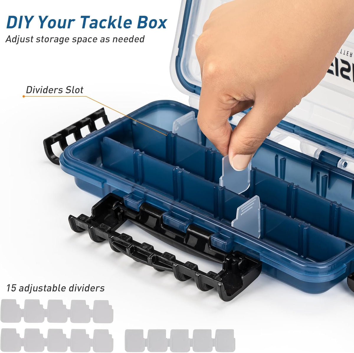 THKFISH Fishing Tackle Box - Floating Lure Storage Organizer with Adjustable Dividers | 2-Pack, Sun-Proof