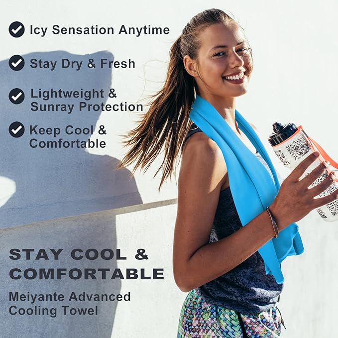 Cooling Towels 43.3" x 15.7" - Ice Towel, Sweat Towel, Cooling Towels for Neck & Face & Cooling Neck Wraps for Summer Heat - Neck Cooler for Quick Cool Down for Gym, Running, Golf, Yoga & Sports