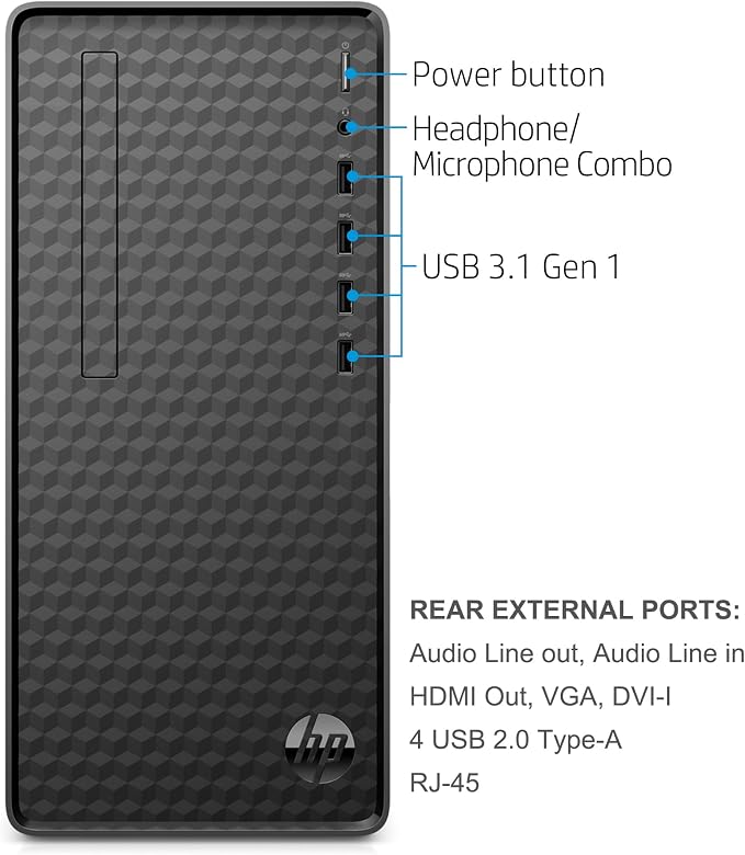 HP Desktop Computers Tower PC, Intel i5-10400 (16GB DDR4 RAM, 512GB SSD) | Compact & Silent Design, Idea for Home Daily use, Web Browsing, WiFi Adapter, Keyboard & Mouse Included, Windows 11 Home