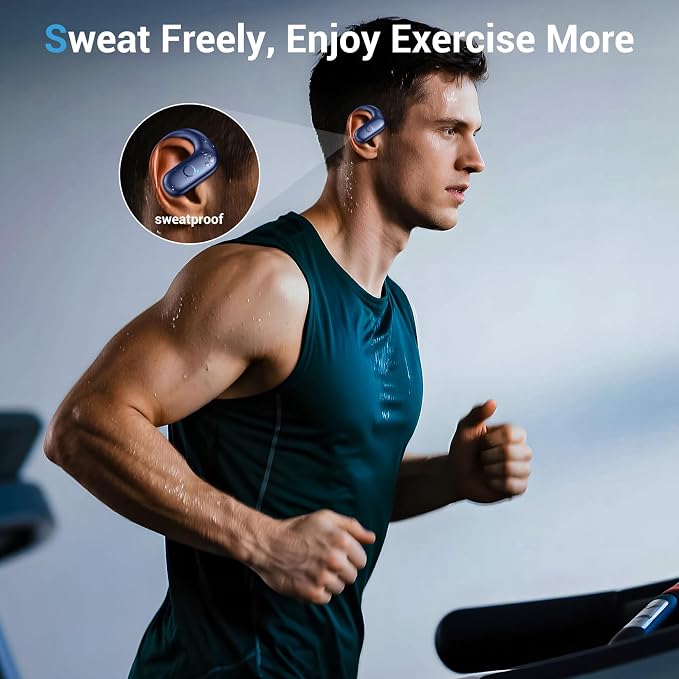 Sport Wireless Earbuds,60Hrs BT5.4 ENC IPX7 Waterproof Earhooks Deep Bass | 14.2mm drivers deliver rich stereo sound. Soft silicone ensures a secure, painless fit for long workouts.