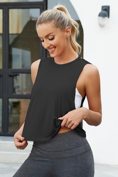 Bestisun Workout Tank Tops for Women Backless Athletic Active Dance Shirts Womens Sports Pilates Running Clothing Black S