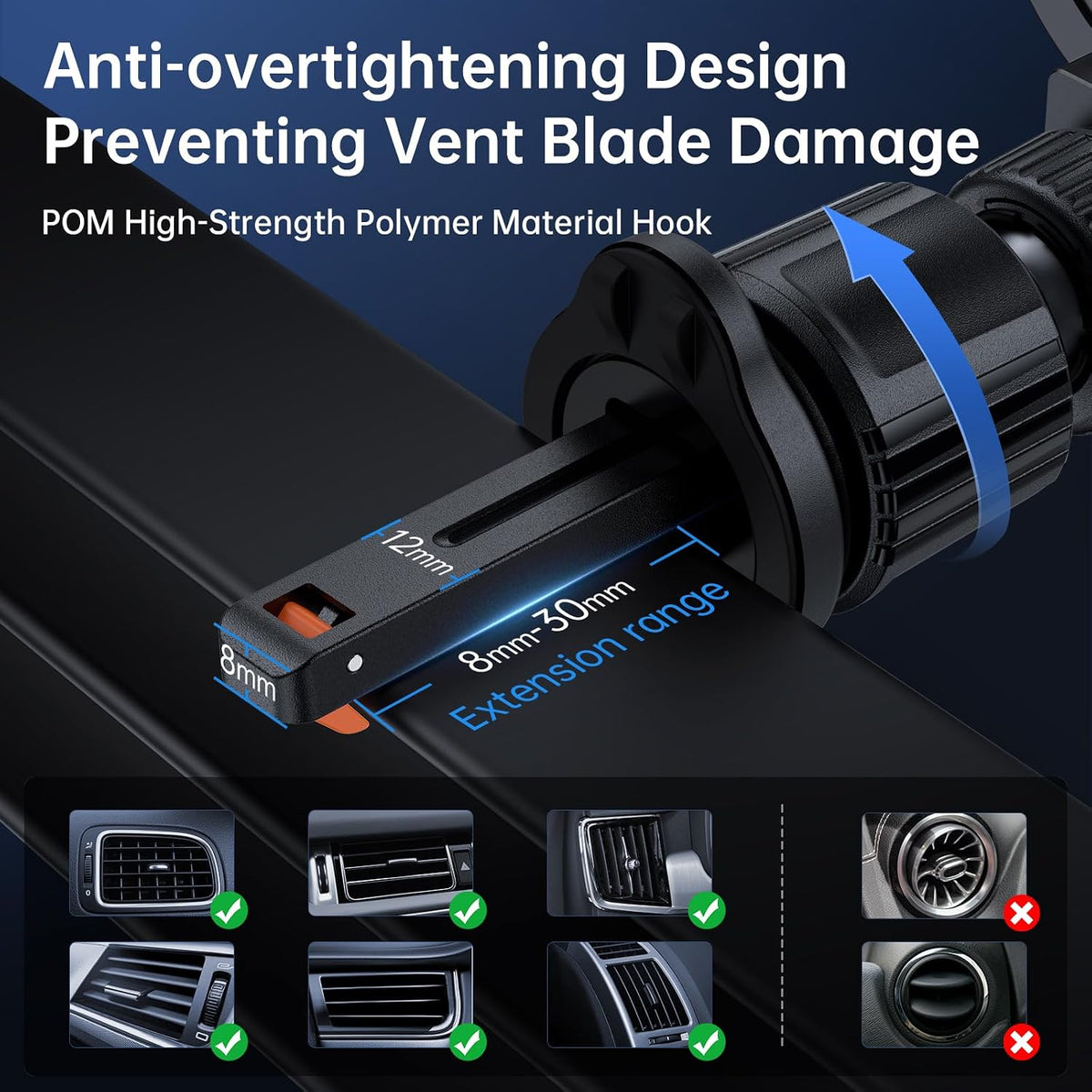 SYNCWIRE for MagSafe Car Holder【Ring Ventilation】【 360° Rotatable】【N55 Magnetic】 Phone Mount for Air Vent, Car Cell Phone Holder Mount Compatible iPhone 17/16 Pro Max 15 14 13 12, Carbon Fiber Style